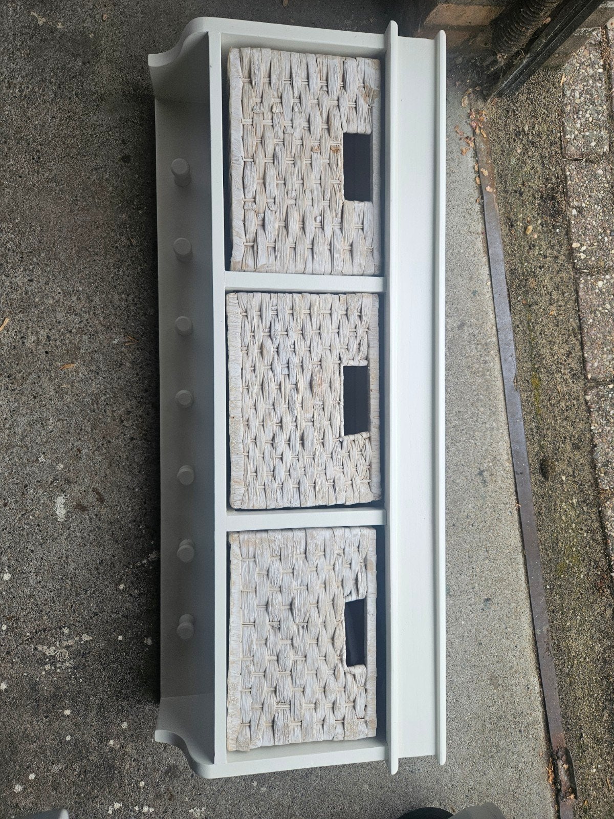 Witte kapstok met rieten mandjes., Gebruikt, Minder dan 100 cm, Hout, Ophalen