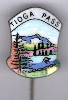 Tioga pass email op zilverkleurig speldje ( V_201), Verzenden, Zo goed als nieuw, Stad of Land, Speldje of Pin