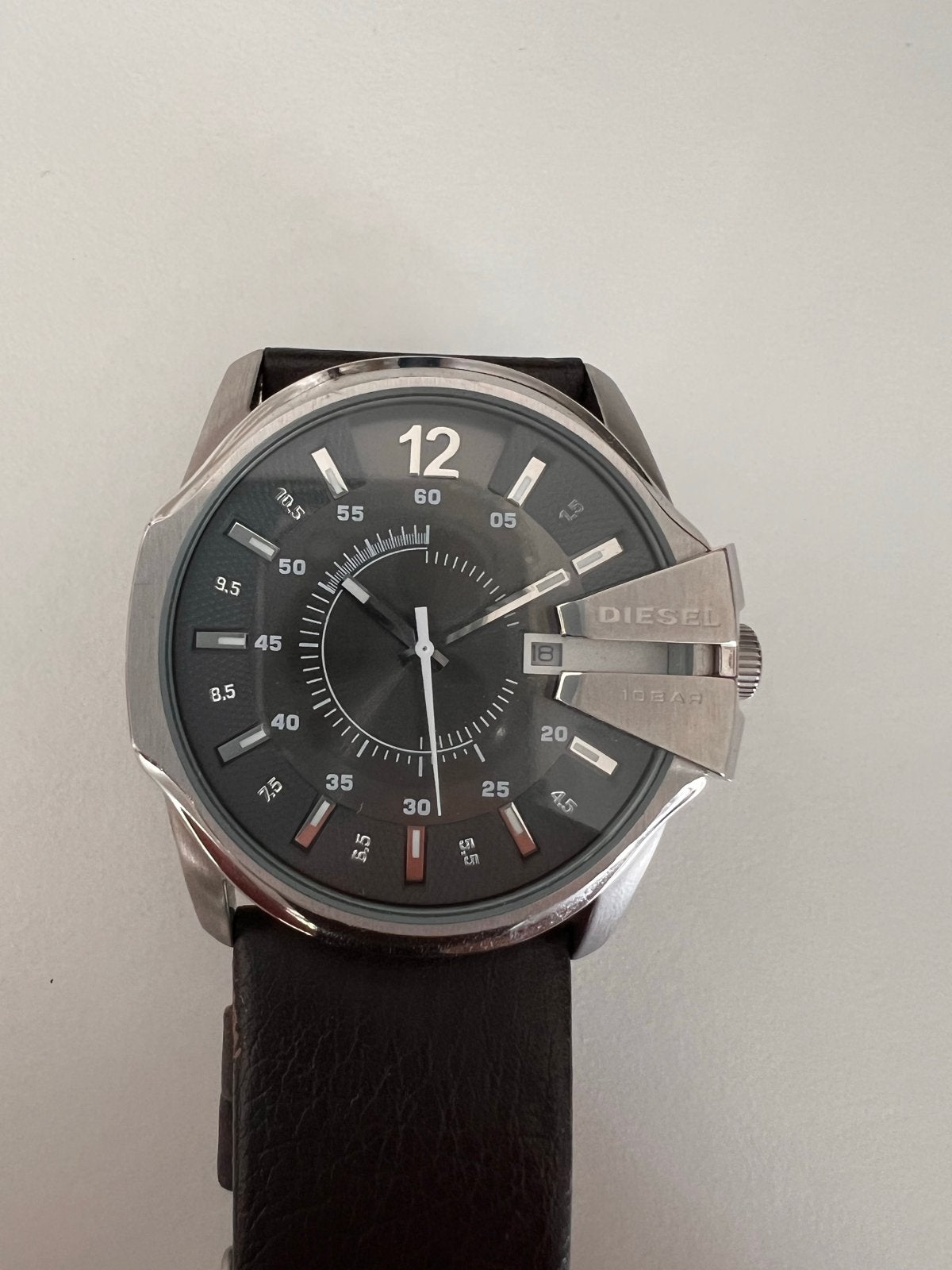 Diesel Herenhorloge DZ-1205 met Leren Band, Overige merken, Staal, Polshorloge, Ophalen of Verzenden