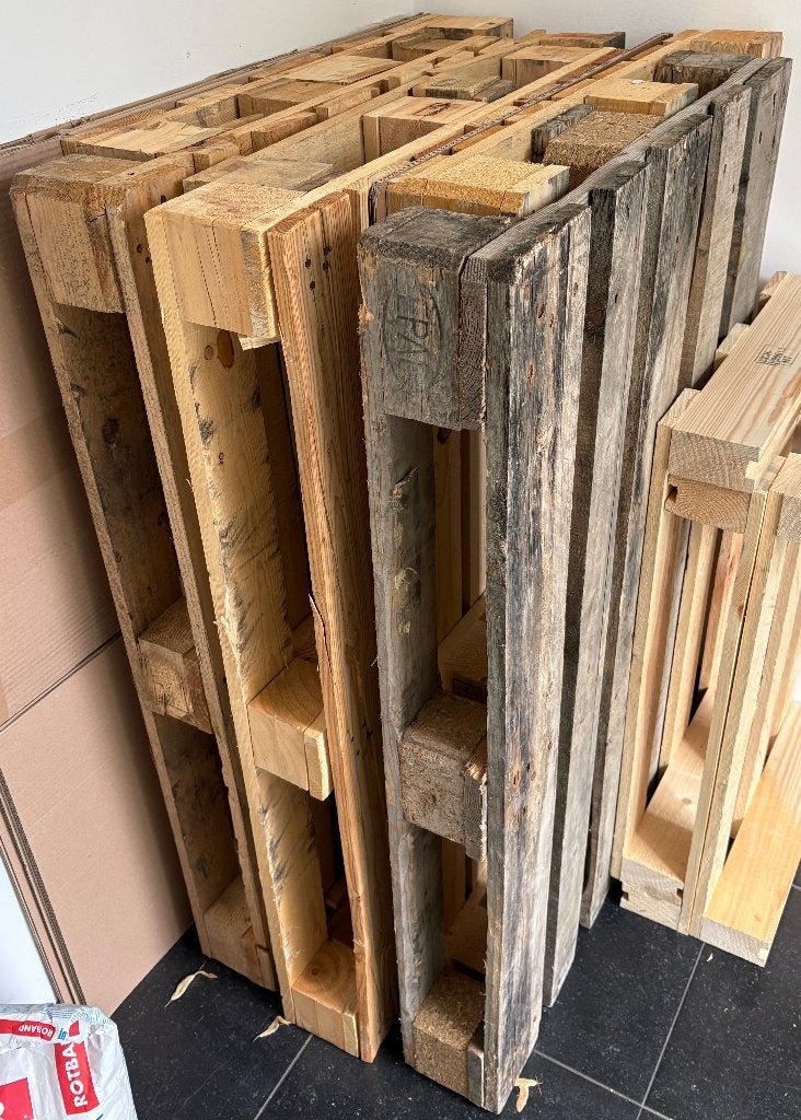 Zes (6) pallets in euroformaat (80x120 cm), 2x EPAL, Doe-het-zelf en Verbouw, Ophalen, Gebruikt, Minder dan 25 mm, Minder dan 200 cm
