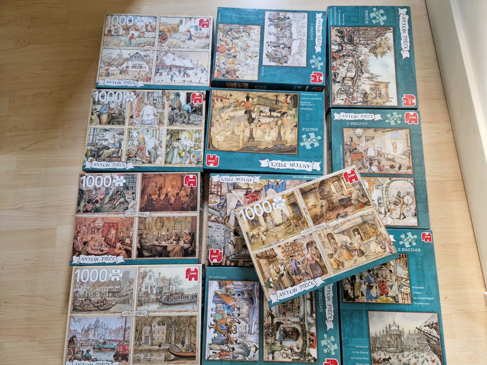 12 Anton Pieck Puzzels - 1000 en 500XL stukjes, Ophalen of Verzenden, Meer dan 50 stukjes, Zo goed als nieuw, 6 jaar of ouder