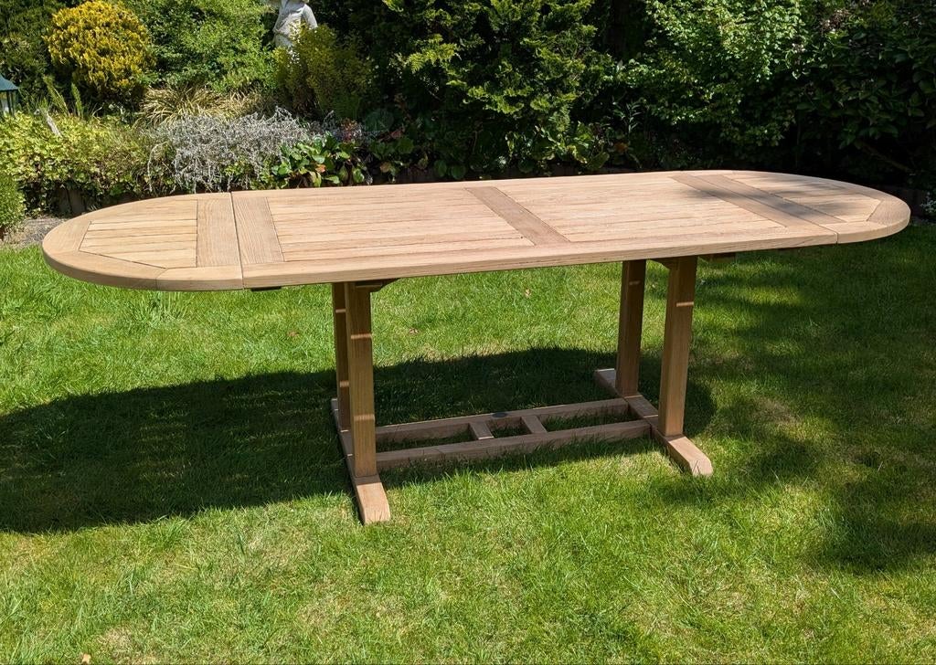 Teak & Garden teakhouten tuintafel met losse aanzetstukken, Teakhout, Zo goed als nieuw, Rechthoekig, Nvt
