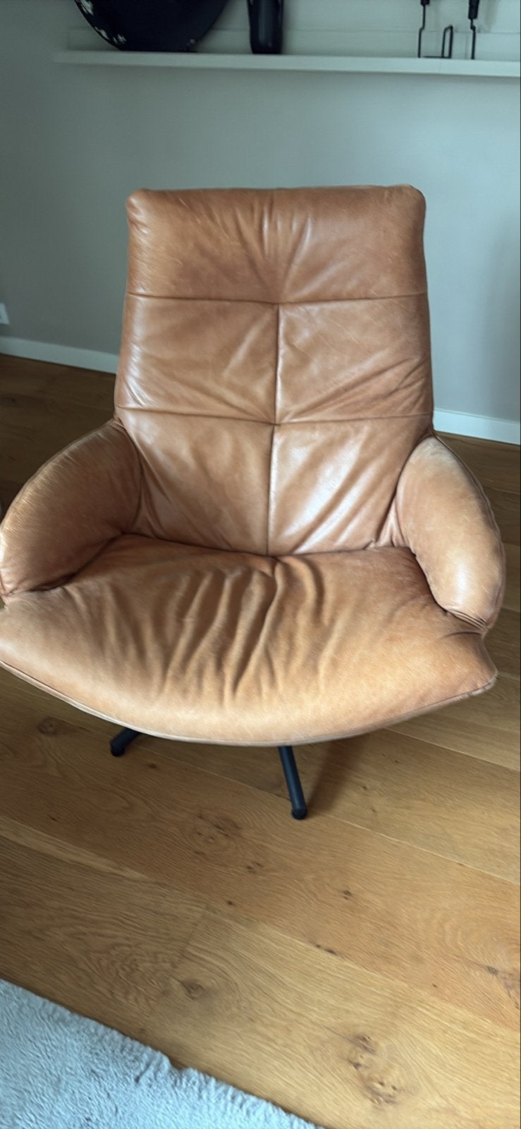 Comfortabele leren fauteuil - Draaibaar, Ophalen, Gebruikt, Leer, 75 tot 100 cm