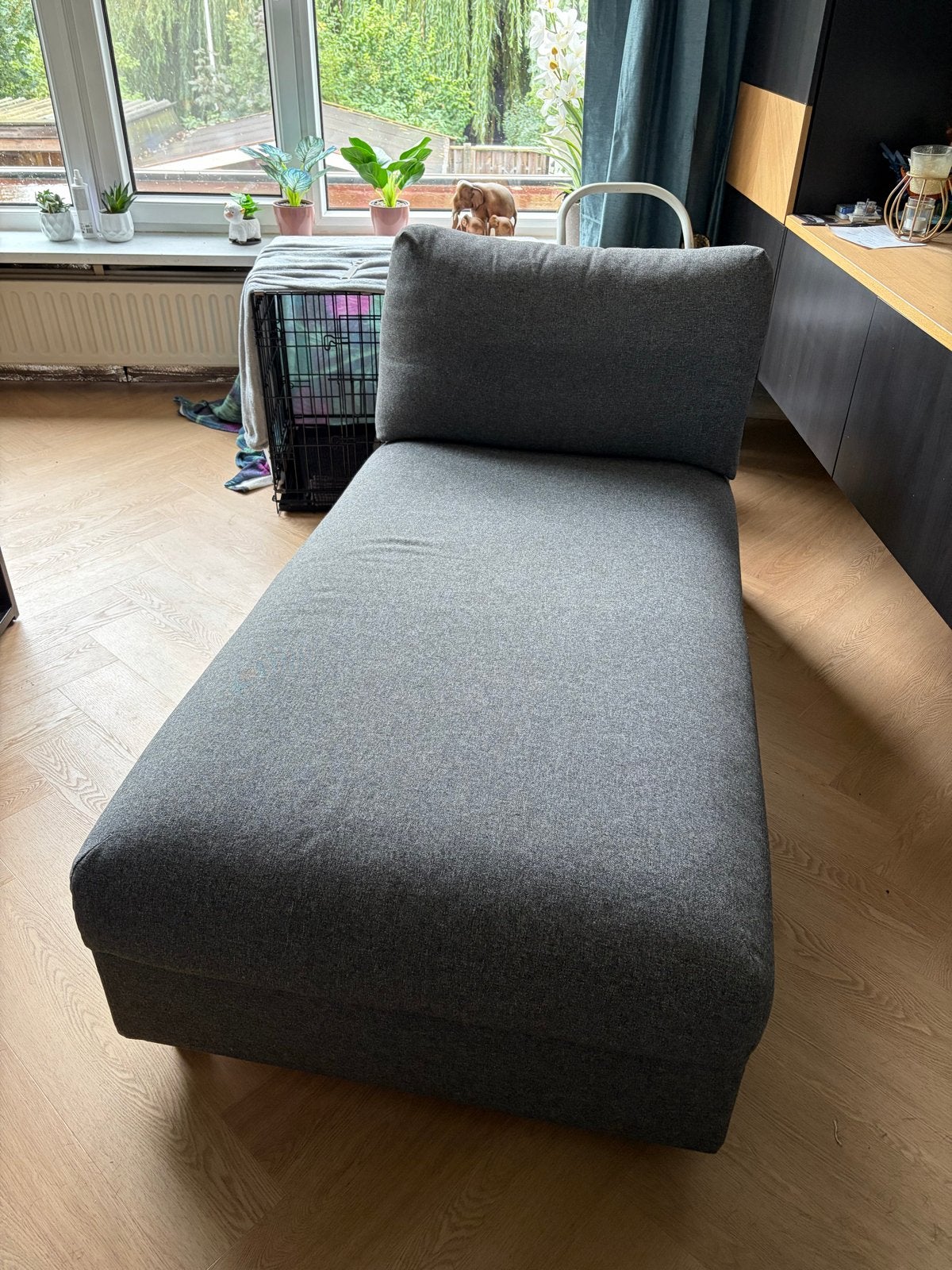 IKEA Vimle chaise longue met grijze Hallarp hoes, Ophalen, Eenpersoons, Zo goed als nieuw, Minder dan 150 cm