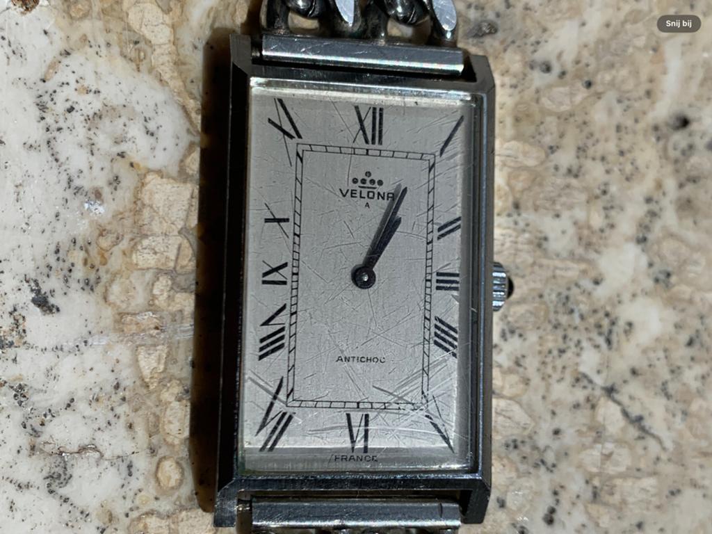 Vintage Velona Antichoc Horloge met Metalen Band, Overige merken, Overige materialen, Met bandje, Polshorloge