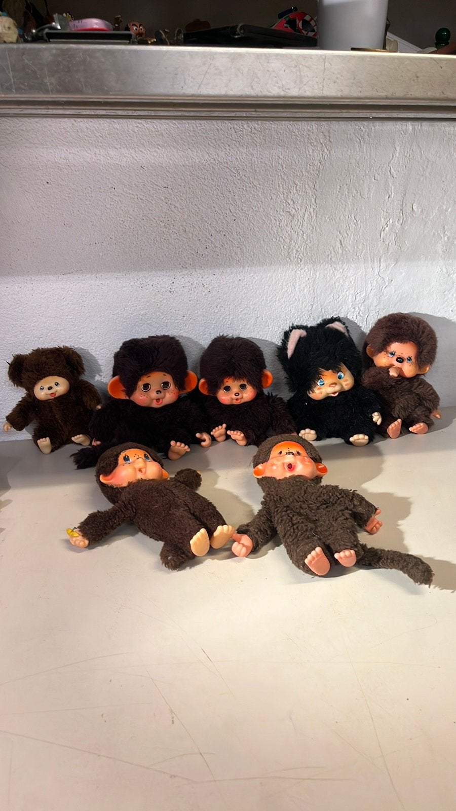 vintage Monchhichi pluche knuffelpopjes van Sekiguchi 80’s, Ophalen of Verzenden, Zo goed als nieuw