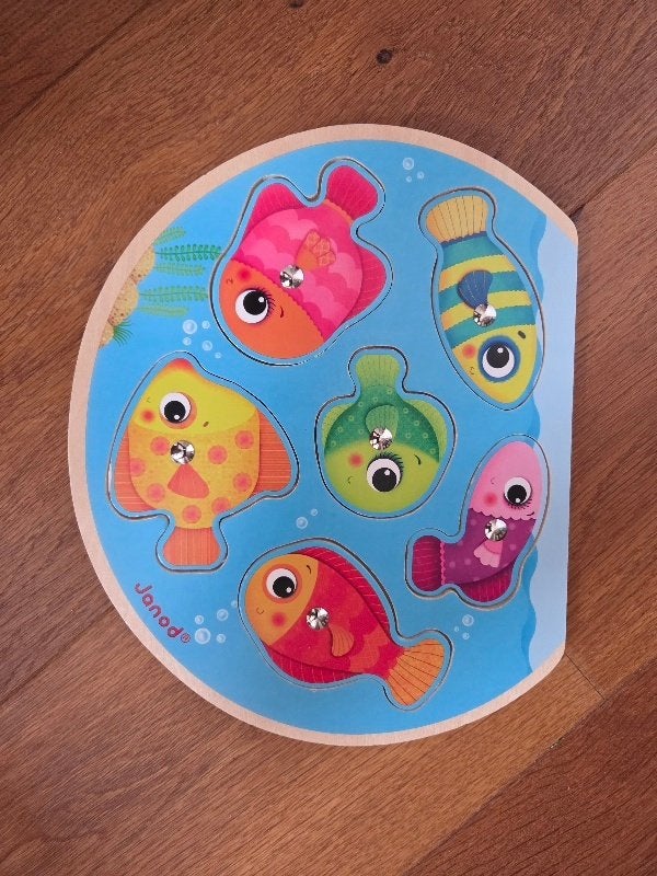Janod hout puzzel magnetisch visspel, Ophalen, Gebruikt, Puzzelen