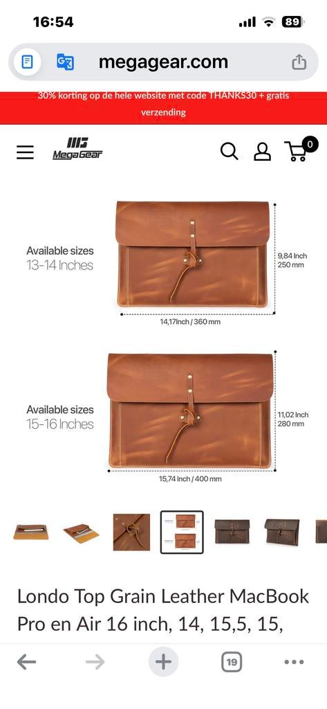 Londo Leren Laptop of ipad hoes 16 inch  donker rood, Ophalen of Verzenden, 16 inch, Nieuw