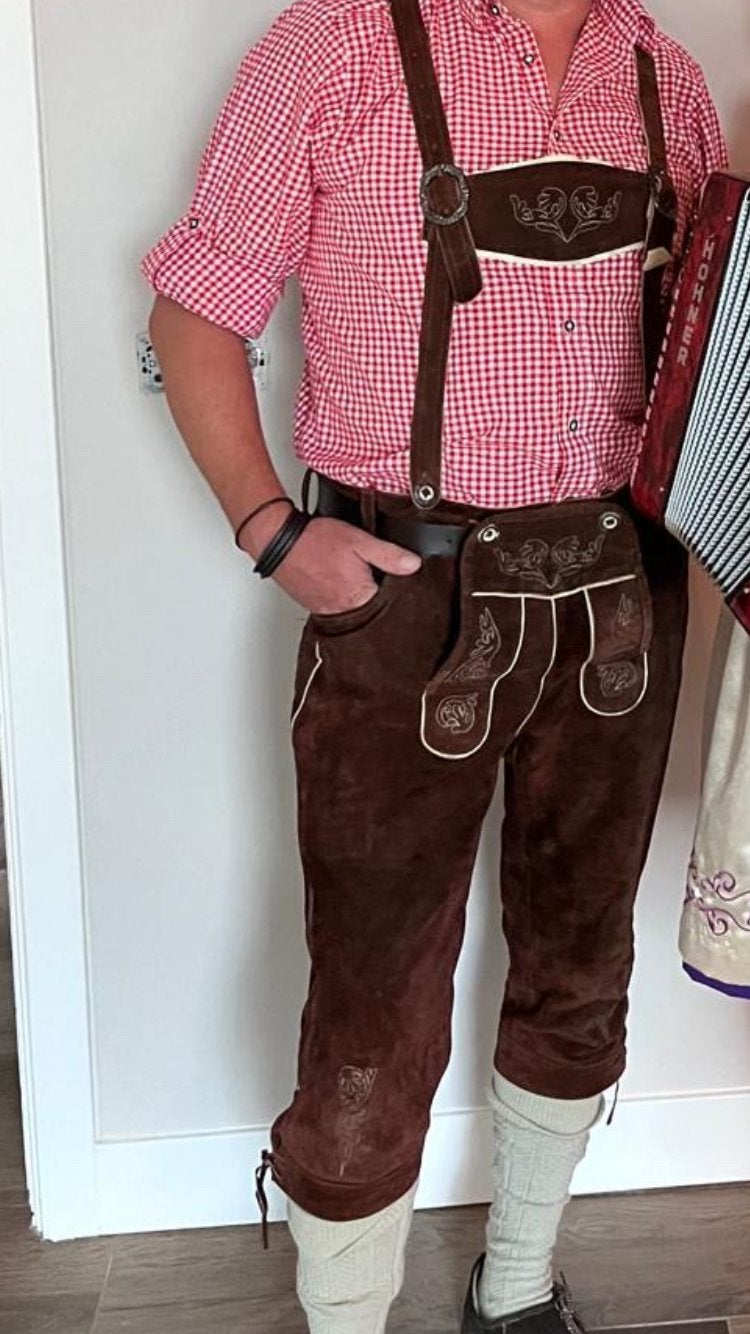 Tiroler set met Tannhäuser Lederhose - Maat 52, Ophalen, Gedragen, Maat 52/54 (L), Bruin