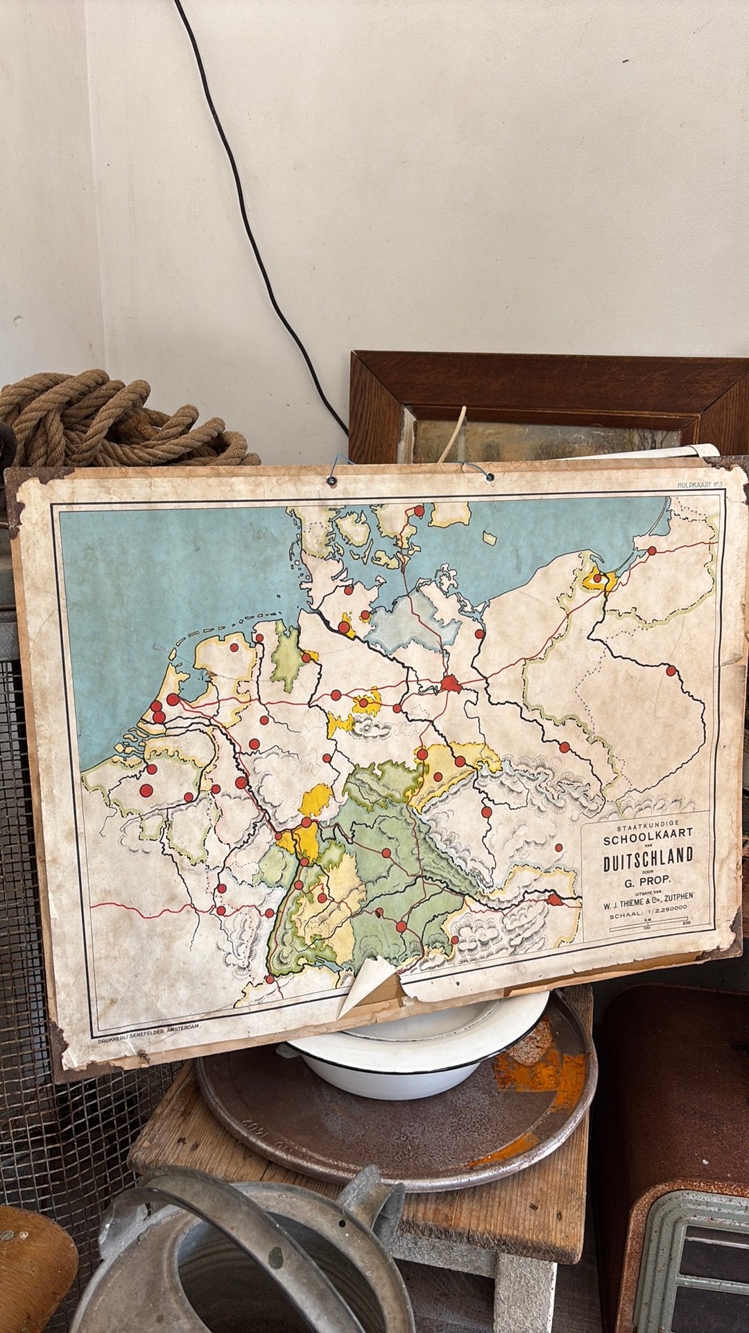 Schoolkaart duitschland landkaart oud, Ophalen of Verzenden, Aardrijkskunde