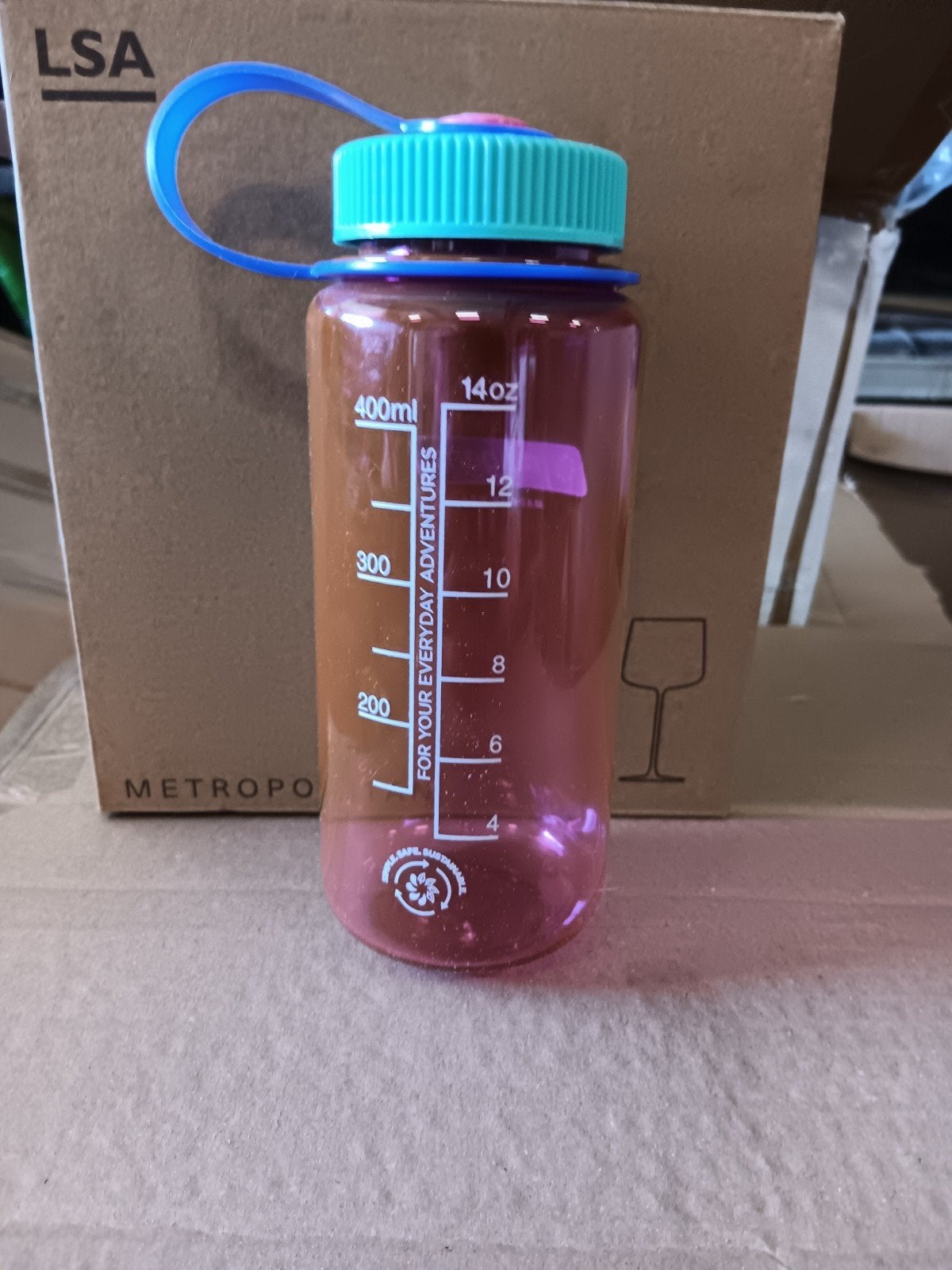 Nieuwe Nalgene drinkfles 400ml - Roze met blauwe dop, Overige typen, Kunststof, Nieuw, Ophalen of Verzenden