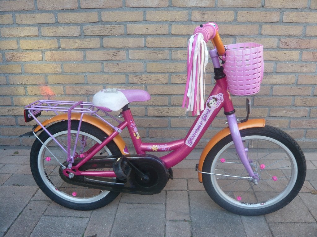 mooie 16 inch kinderfiets glamour girl met mandje, Fietsen en Brommers, Fietsen | Meisjes, Ophalen, Gebruikt, 16 inch