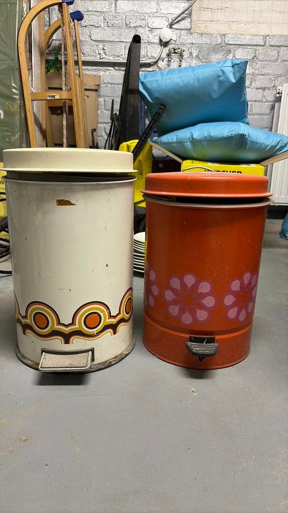 Vintage jaren 60 en 70 prullenbak, 20 tot 30 liter, Ophalen, Gebruikt, Minder dan 50 cm