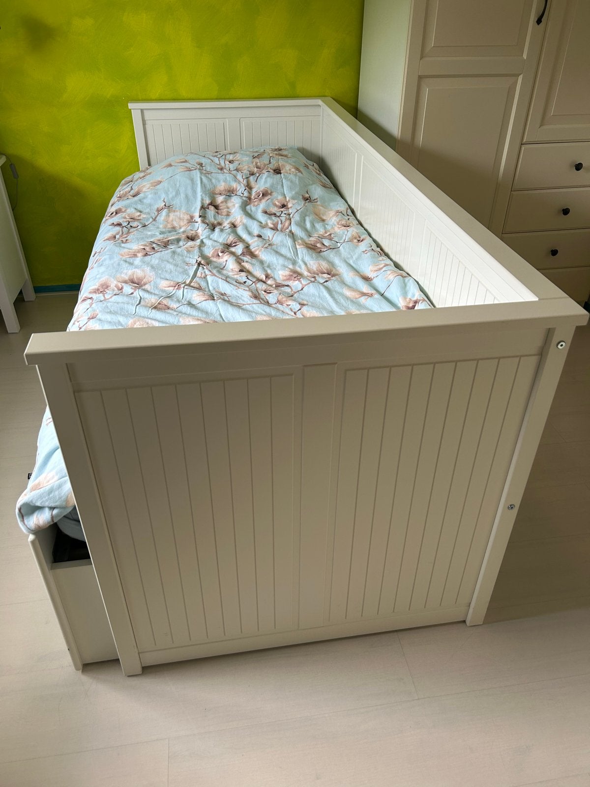Ikea Hemnes Bedbank 80x200 cm met opberglades, Ophalen, Eenpersoons, Wit, 80 cm