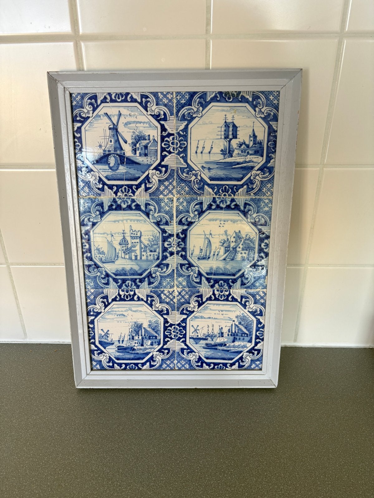 Antiek Delfts tegeltableau - Amsterdam 1730, Ophalen of Verzenden
