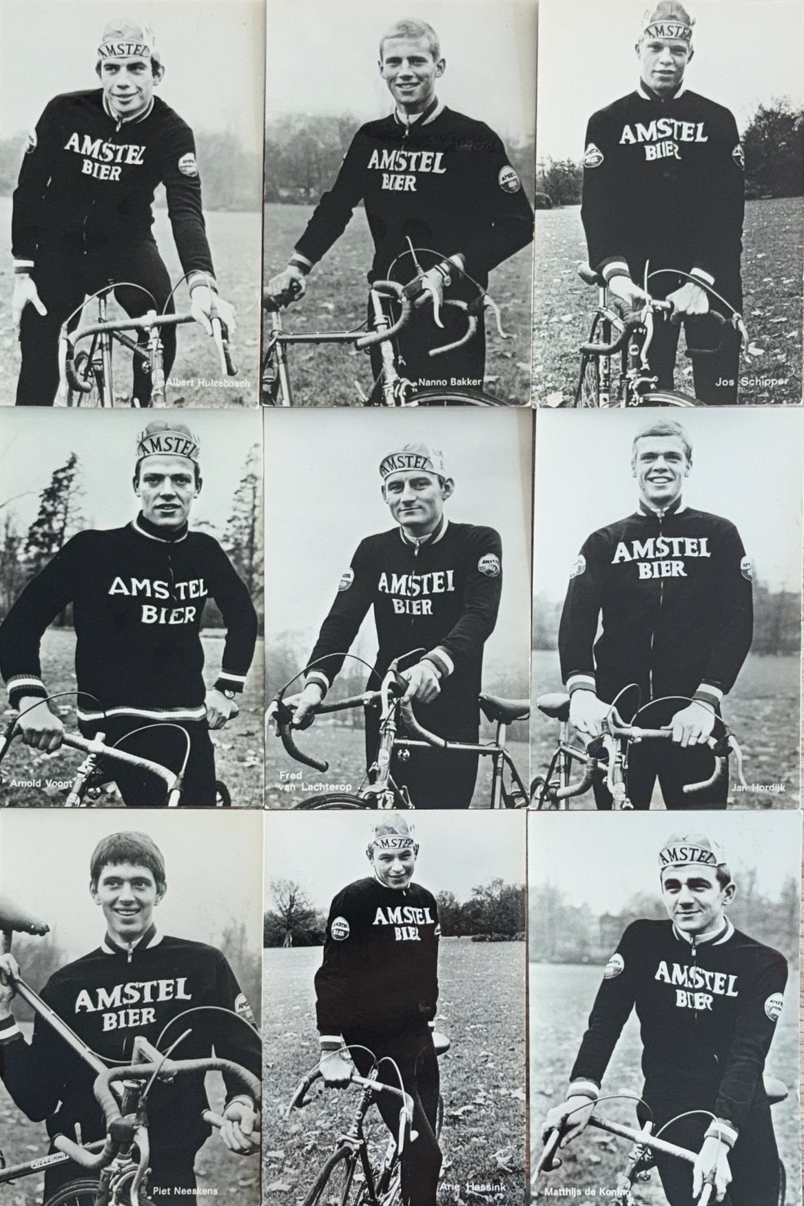 9x Ansichtkaart wielrenner - Amstel Bier - 1970, Verzenden, Zo goed als nieuw, PSV, Spelerskaart