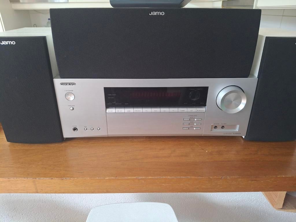 Onkyo TX-NR474 versterker met 3 Jamo boxen, Ophalen of Verzenden, Zo goed als nieuw