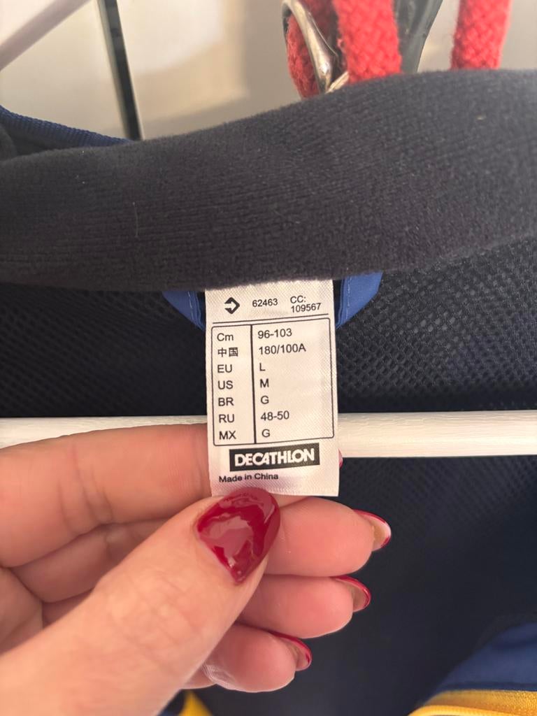 Decathlon sportjas - Blauw/Geel - Maat L, Kleding | Heren, Sportkleding, Ophalen, Zo goed als nieuw