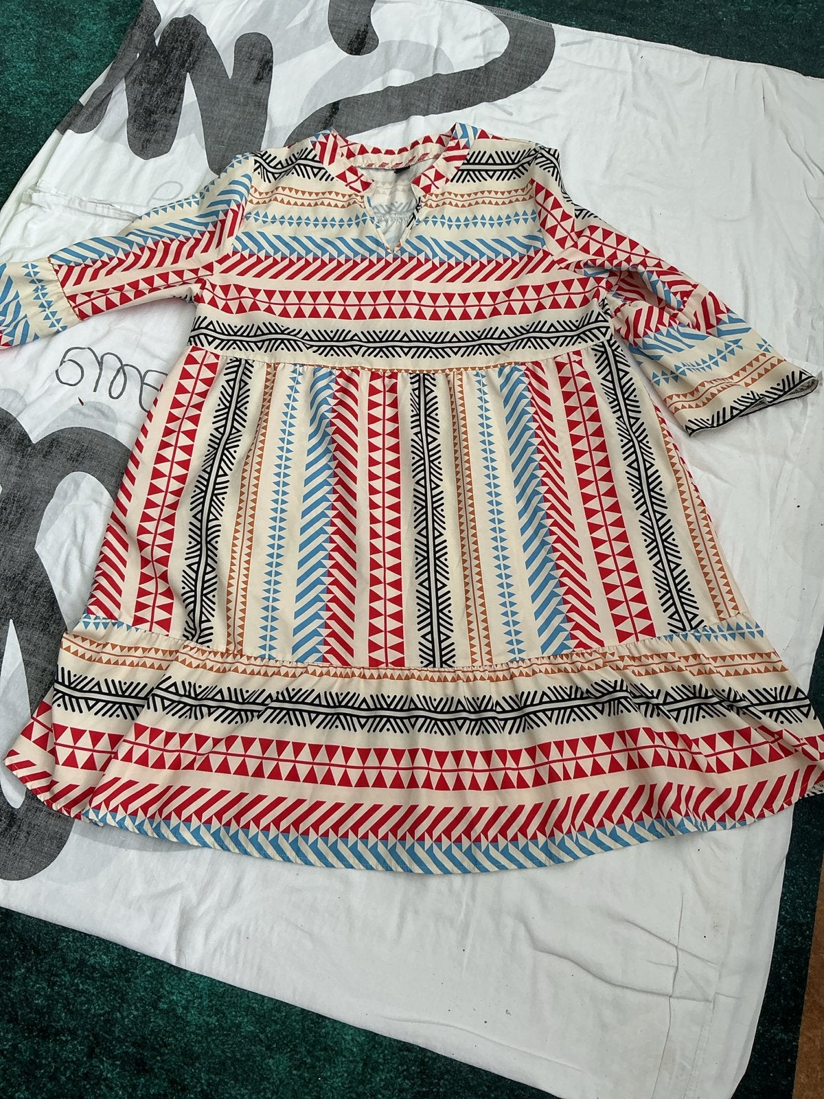Zomerjurk met Aztekenprint - Maat XL, Kleding | Dames, Meerkleurig, Maat 46/48 (XL) of groter, Ophalen of Verzenden, Zo goed als nieuw