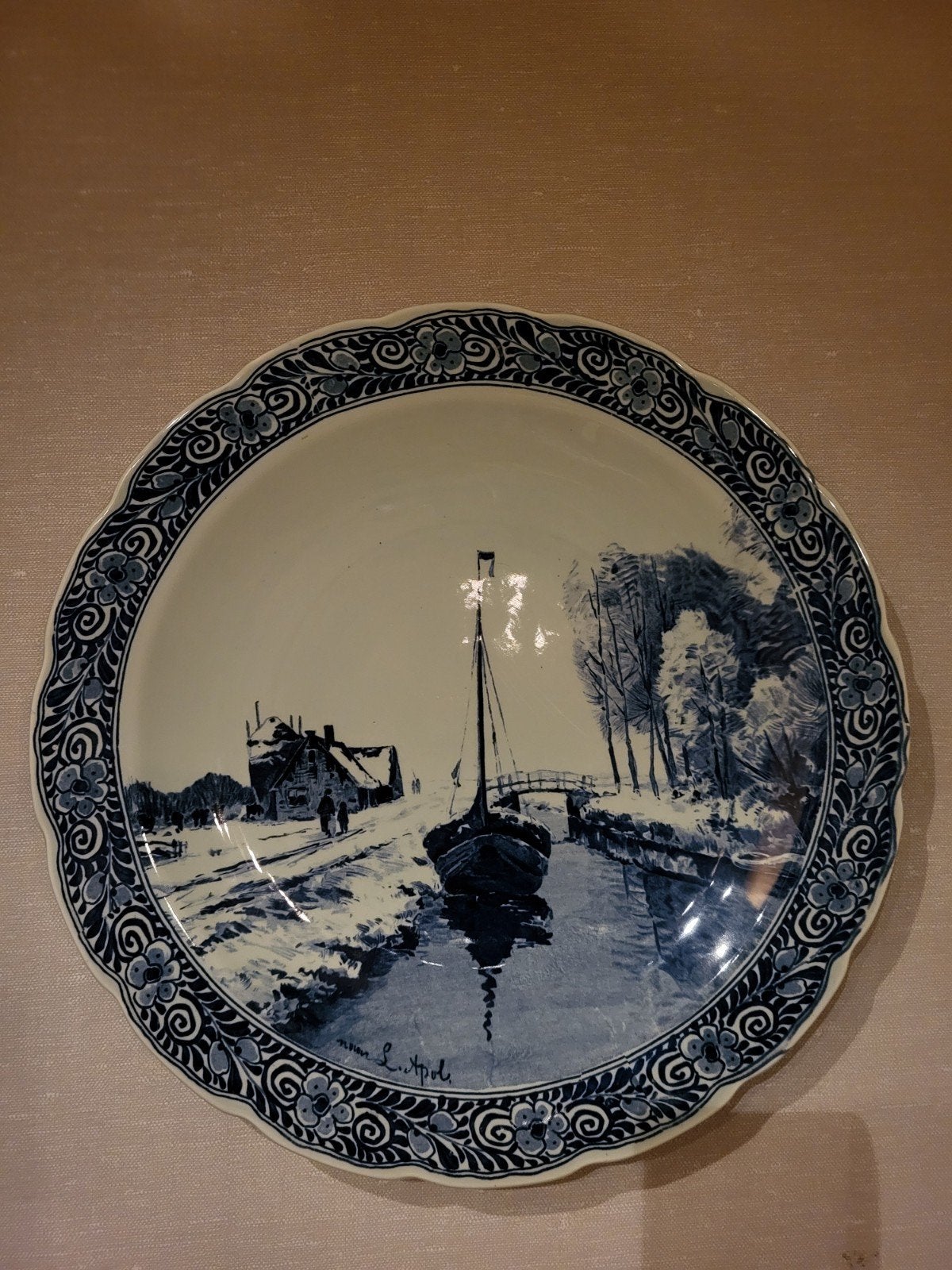 Antiek Delfts Blauw Wandbord - P. Ragout ca. 1920, Ophalen of Verzenden