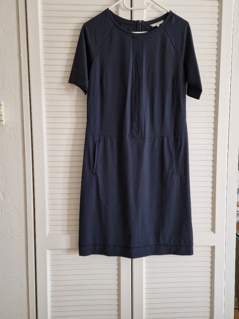 Sandwich Jurk Travelstof maat S, Ophalen, Blauw, Nieuw, Knielengte