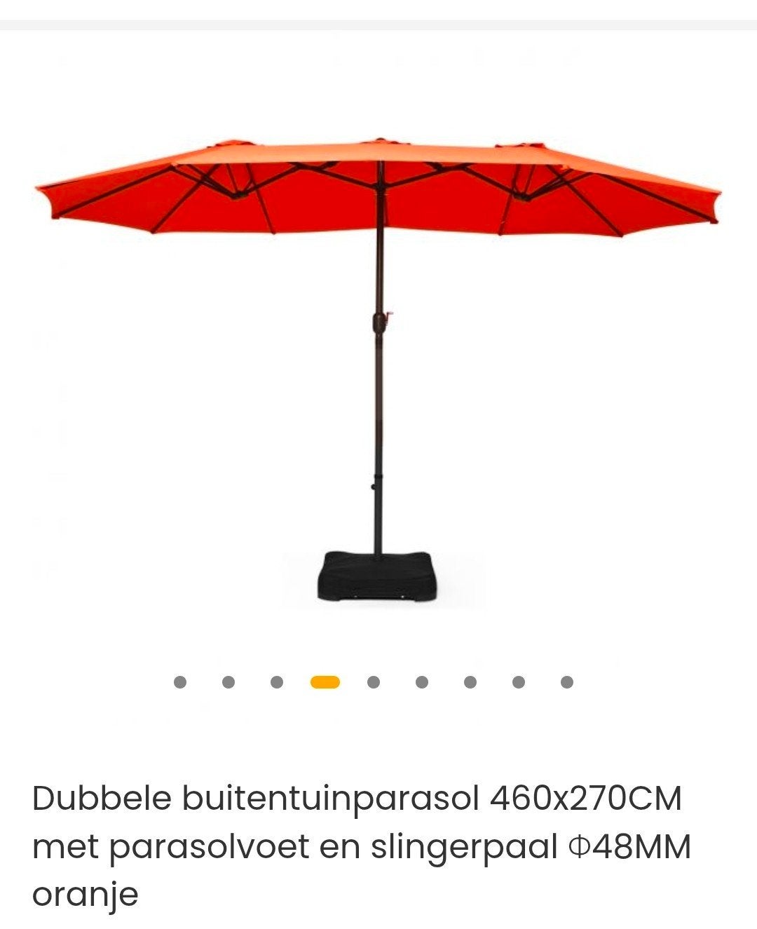Nieuwe dubbele buitenparasol 460x270CM oranje, Ophalen