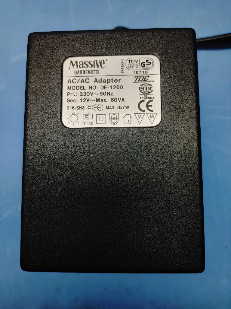 Massive trafo met 12volt 60va wisselspanning, Ophalen of Verzenden, Zo goed als nieuw, Netvoeding, Minder dan 50 watt