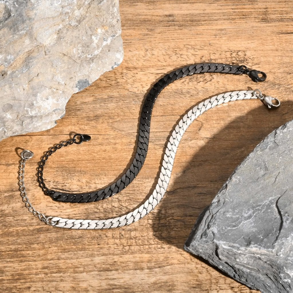 Platte Cubaanse Stalen Heren Armband, Sieraden, Tassen en Uiterlijk, Armbanden, Verzenden, Nieuw, Overige kleuren, Staal