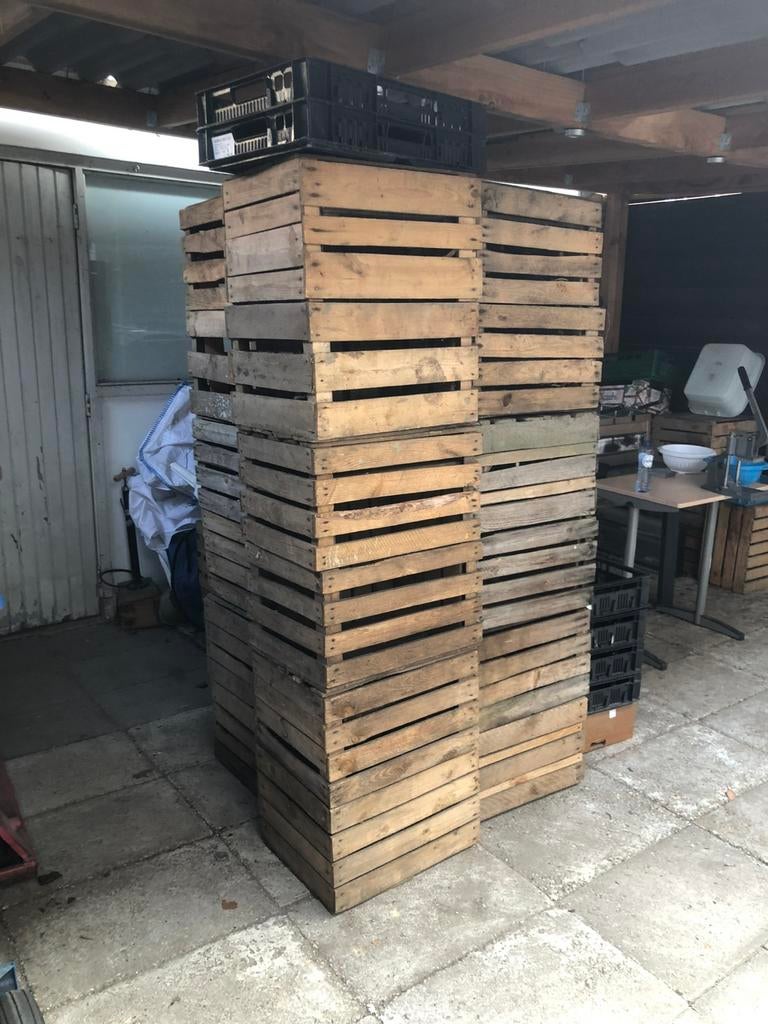 Mooie blanco houten fruitkisten / veilingkisten, Huis en Inrichting, Woonaccessoires | Kisten, Ophalen of Verzenden, Zo goed als nieuw