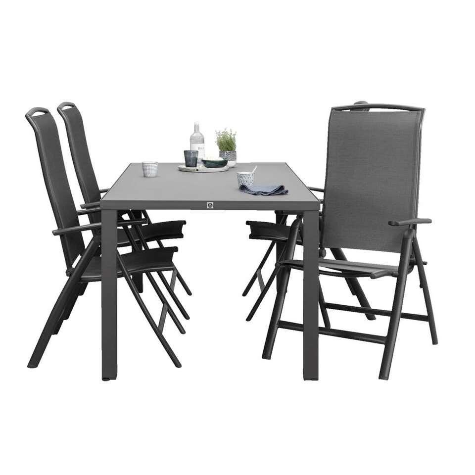 Le Sud Tuinset Cannes met 4 stoelen en tafel - Grijs, Ophalen, 4 zitplaatsen, Gebruikt, Eettafel