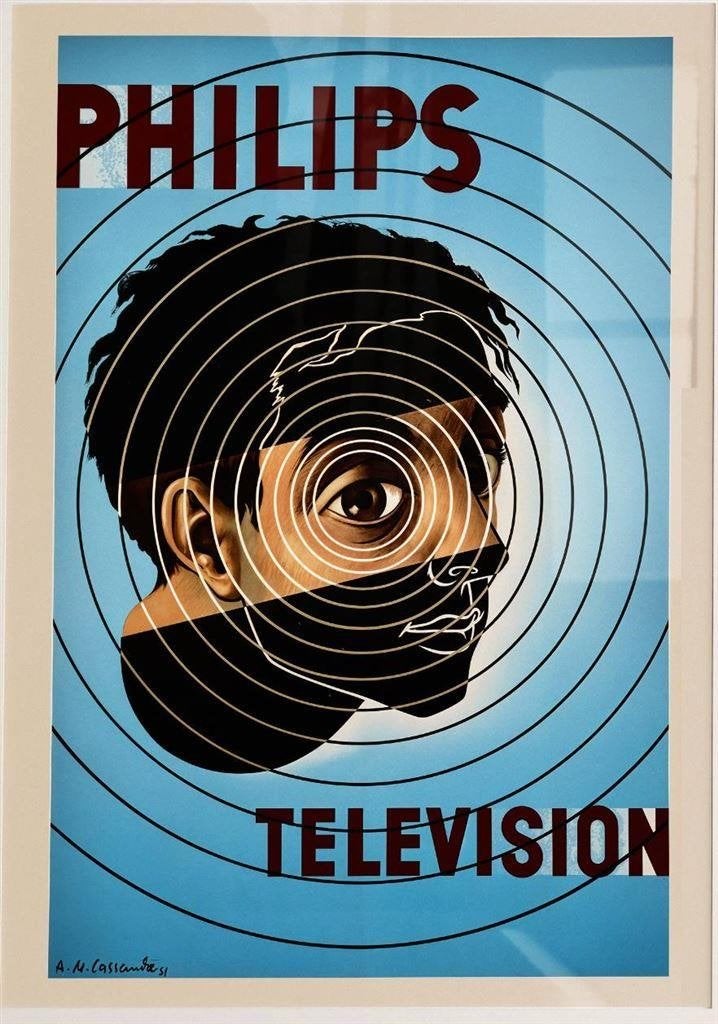 PHILIPS Television Vintage Reclame poster affiche Cassandre, Verzamelen, Verzenden, Nieuw, Overige typen