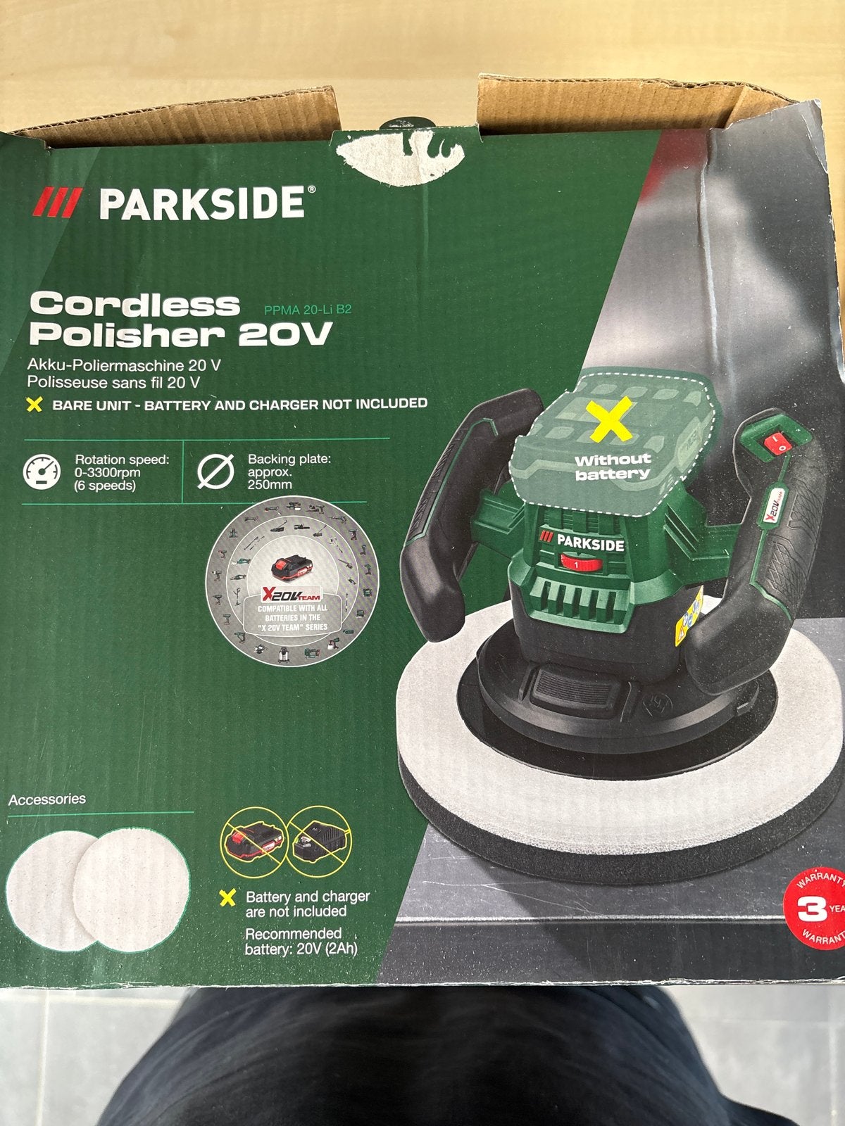Parkside Accu-polijstmachine 20V (excl. accu/lader), Ophalen of Verzenden, Nieuw