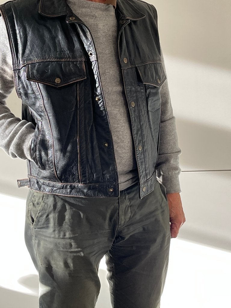 Lederen bodywarmer, Kleding | Heren, Maat 52/54 (L), Bruin, Ophalen of Verzenden, Sutherland