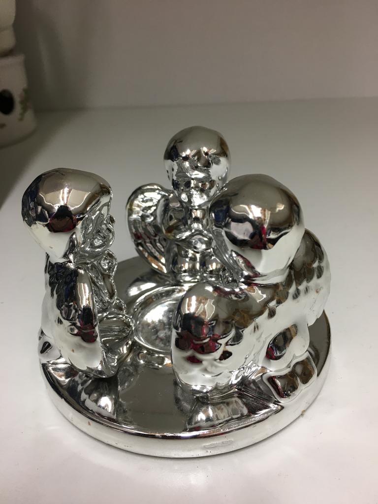 Metalen Kaarsenhouder Engeltjes in een Kring, Ophalen of Verzenden, Zo goed als nieuw, Metaal, Minder dan 25 cm