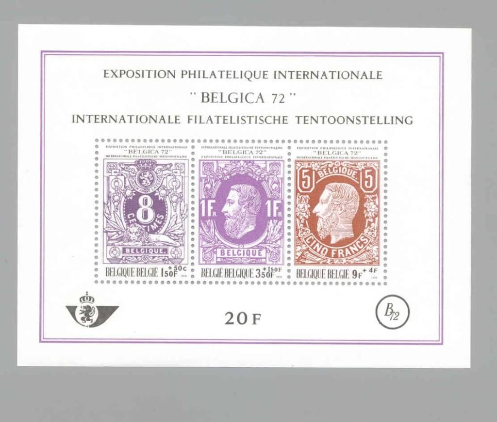 België 1970 blok TentoonstellingBelgica'72 **, Koninklijk huis, Orginele gom, Ophalen of Verzenden, Postfris