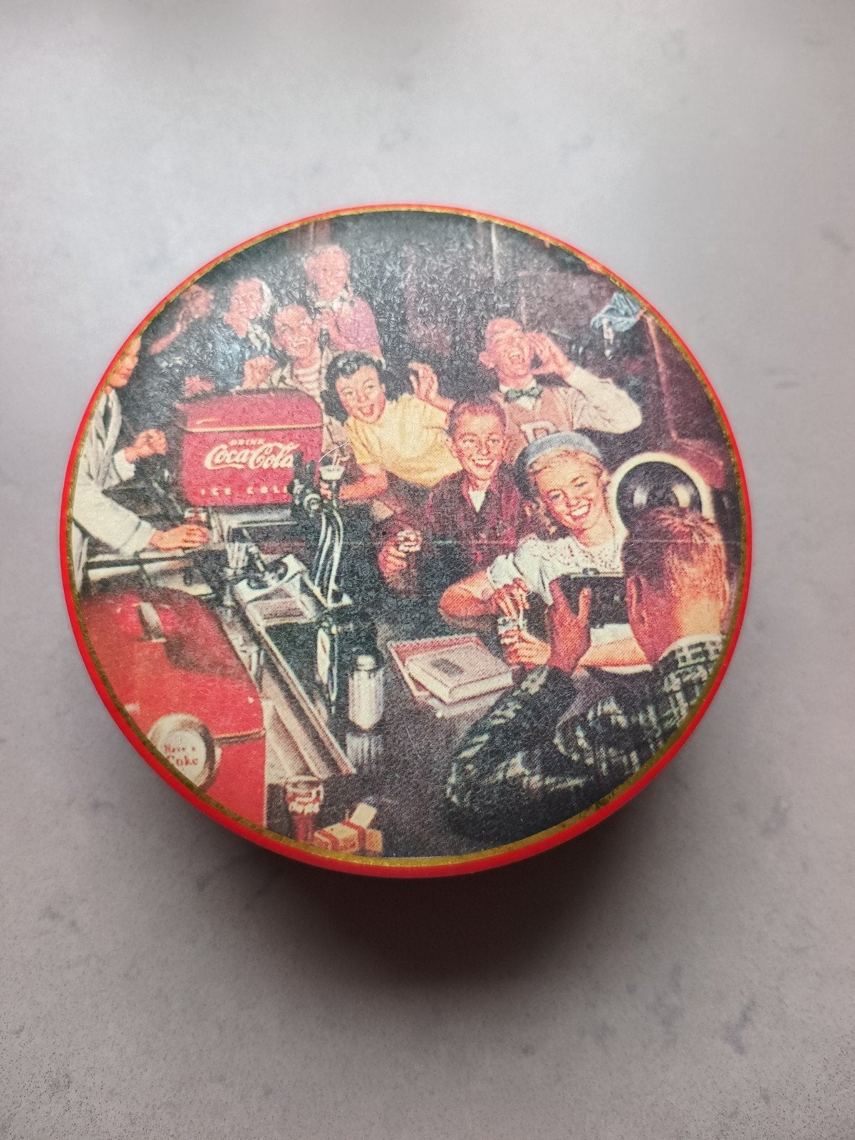 Vintage Coca-Cola blikje met retro afbeelding, Ophalen of Verzenden, Zo goed als nieuw, Overige merken