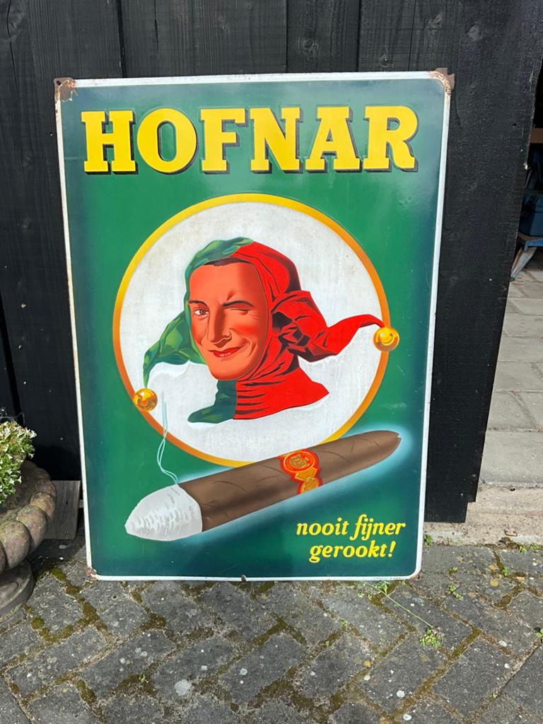 Hofnar emaille reclamebord te koop, Ophalen, Gebruikt, Reclamebord
