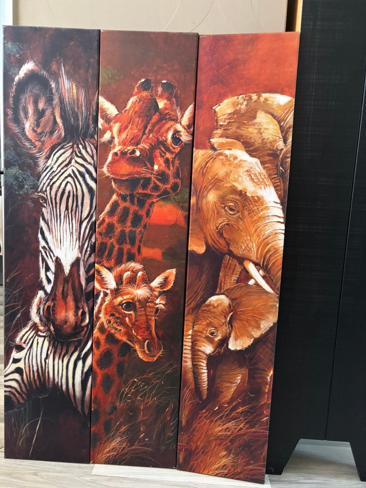 3 schilderijen van dier met jong, Ophalen, Gebruikt, Minder dan 50 cm, Schilderij