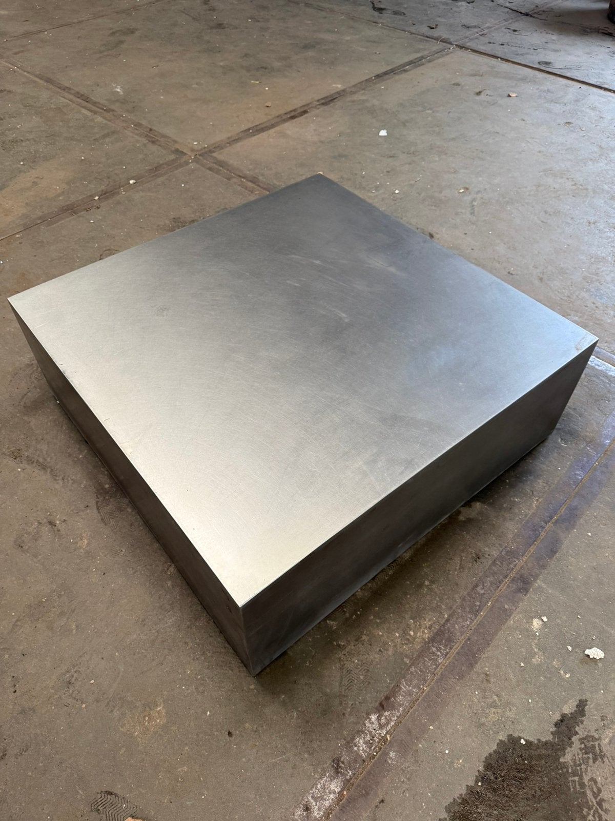Vierkante industriële salontafel RVS, Ophalen, Gebruikt, Vierkant, 50 tot 100 cm
