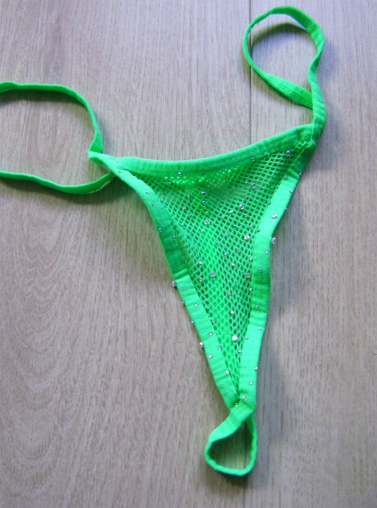 visnet slip studs fluor neon groen punk rock gogo sexy party, Fishnet fluor groen, Verzenden, Groen, Slip