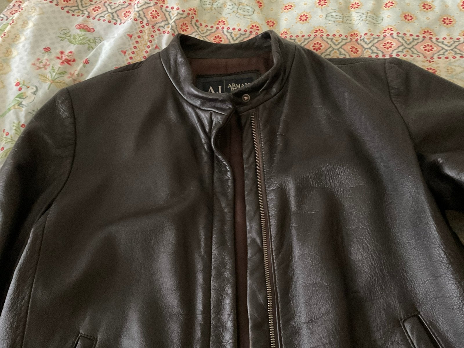 Jack bruin leer Armani maat 40 vintage jas, Verzenden, Gedragen, Maat 38/40 (M), Bruin