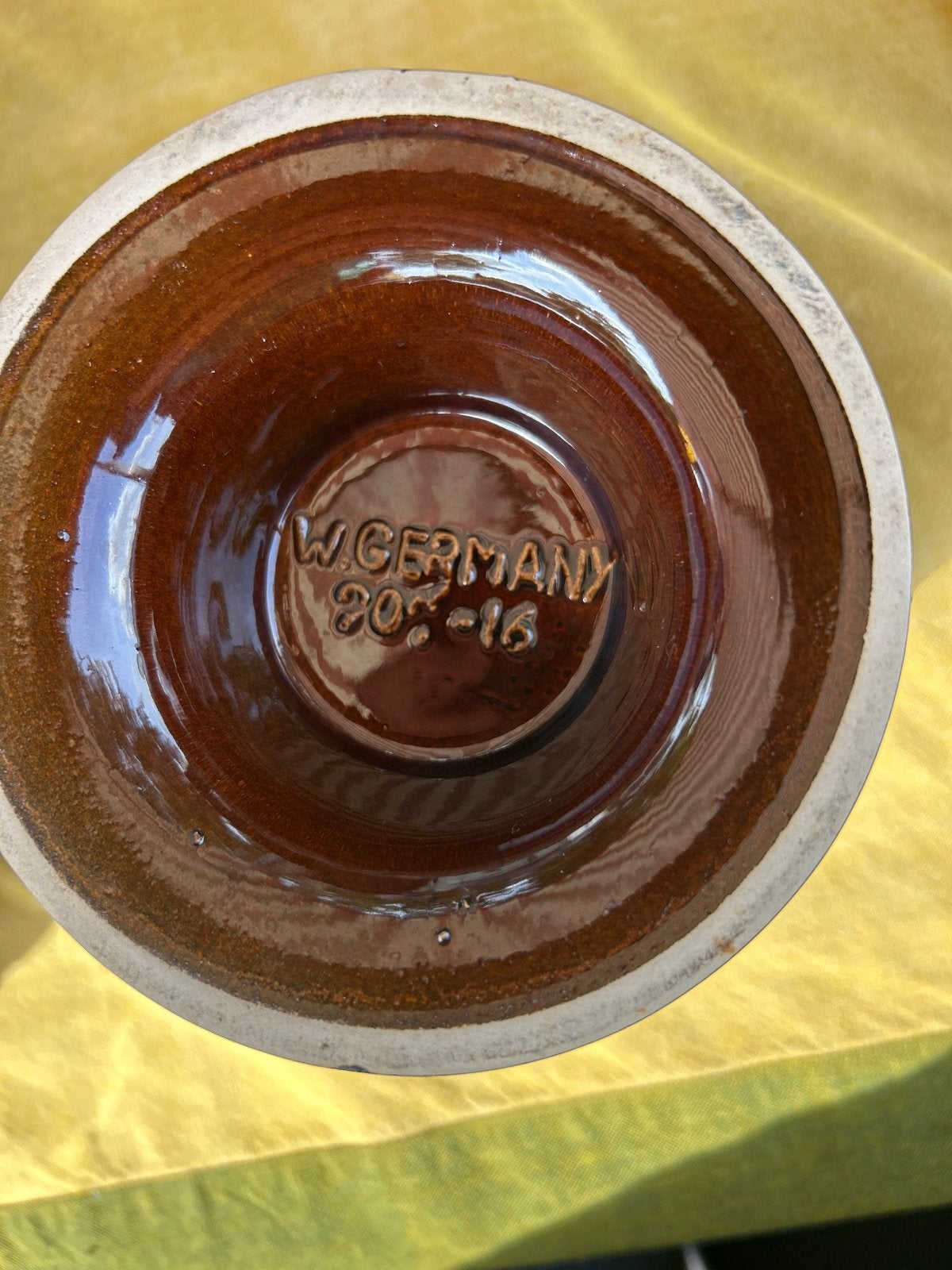 Vintage West Germany bloempot/vaas, bruin, 16 cm hoog, Ophalen of Verzenden