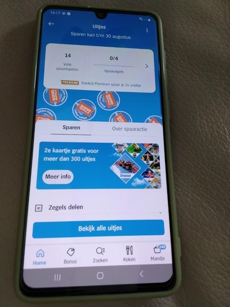 4 stuks AH spaar kaarten 2e uitje gratis, €1 voor de moeite, Drie personen of meer, Kortingsbon, Overige typen