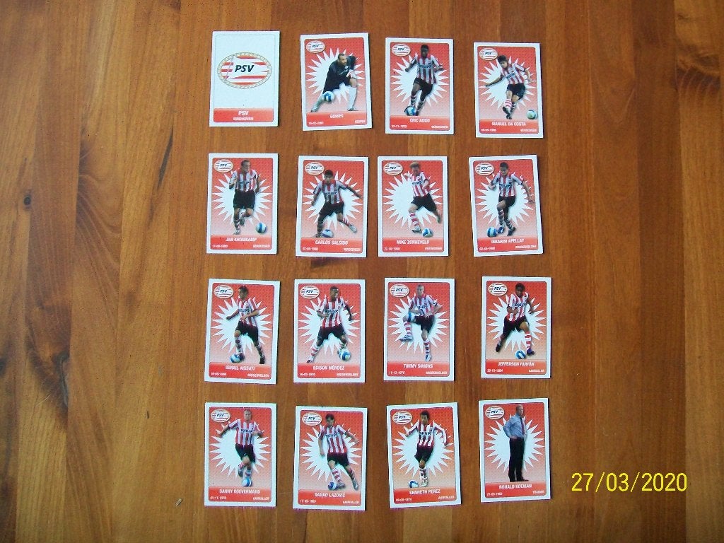 16 Voetbalplaatjes PSV seizoen 2007 - 2008, Ophalen of Verzenden, Zo goed als nieuw, PSV, Poster, Plaatje of Sticker