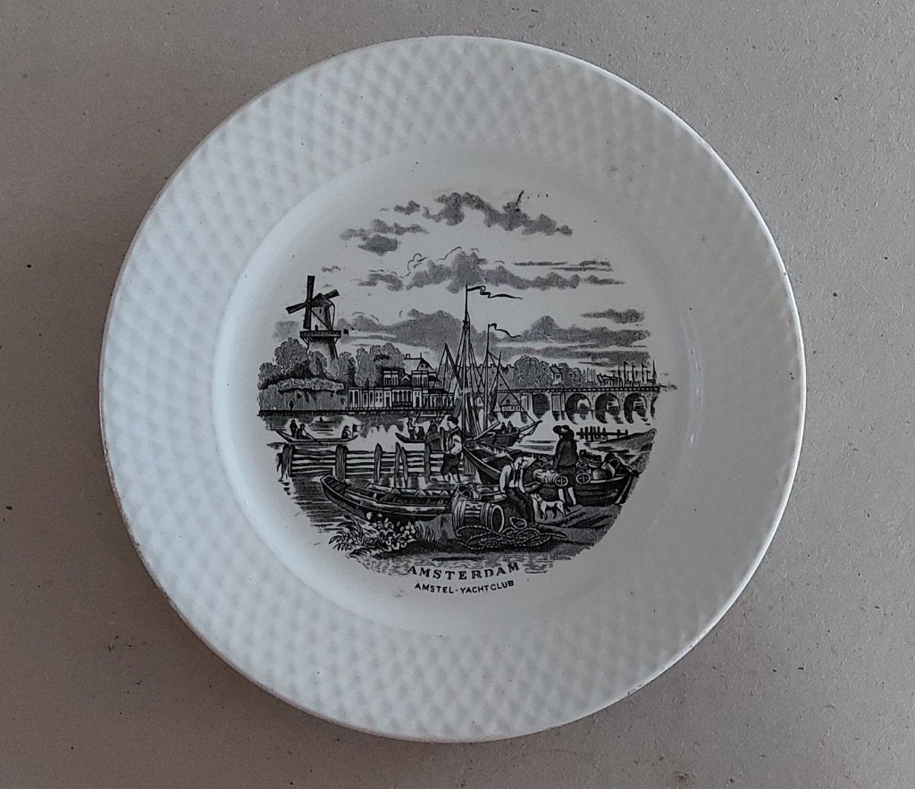 Antiek wandbordje Regout Amsterdam Amstel Yachtclub, Antiek en Kunst, Ophalen of Verzenden
