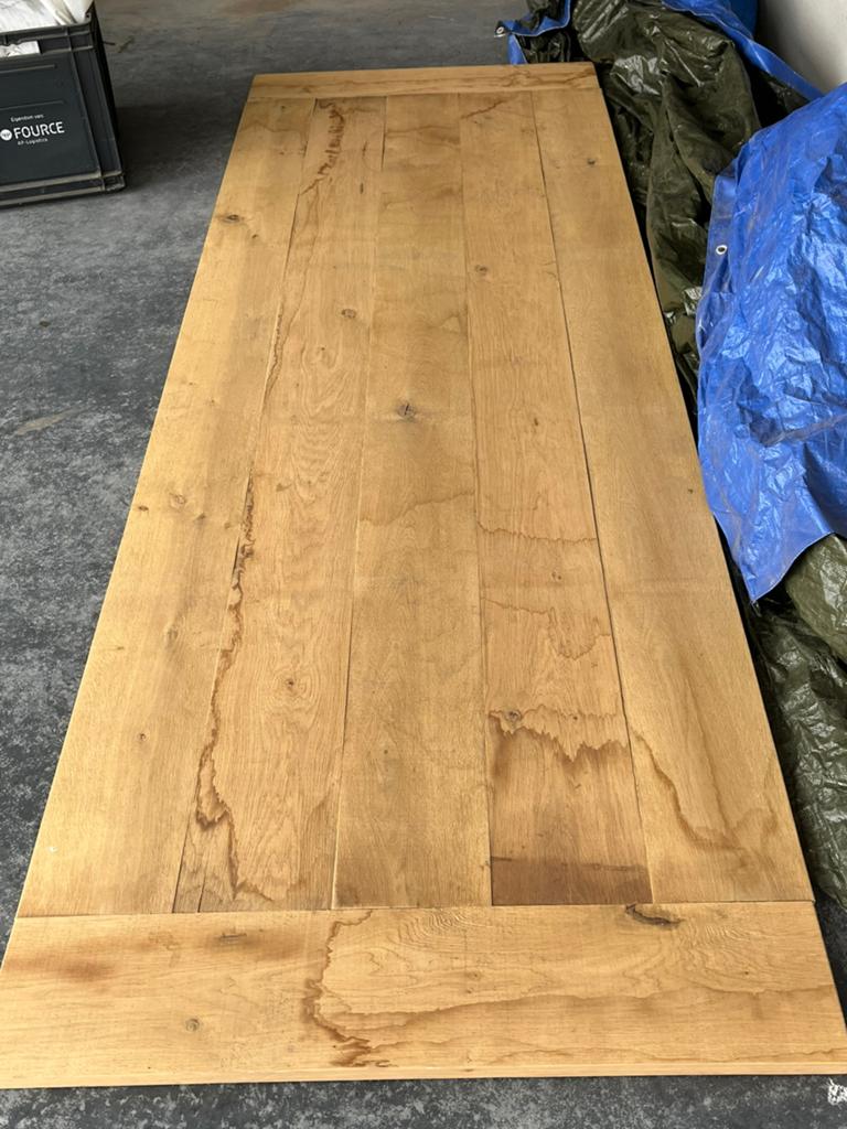 Eikenhouten Tafelblad - 300x110x3 cm, Huis en Inrichting, Tafelonderdelen, Ophalen, 100 tot 150 cm, Eikenhout, Tafelblad