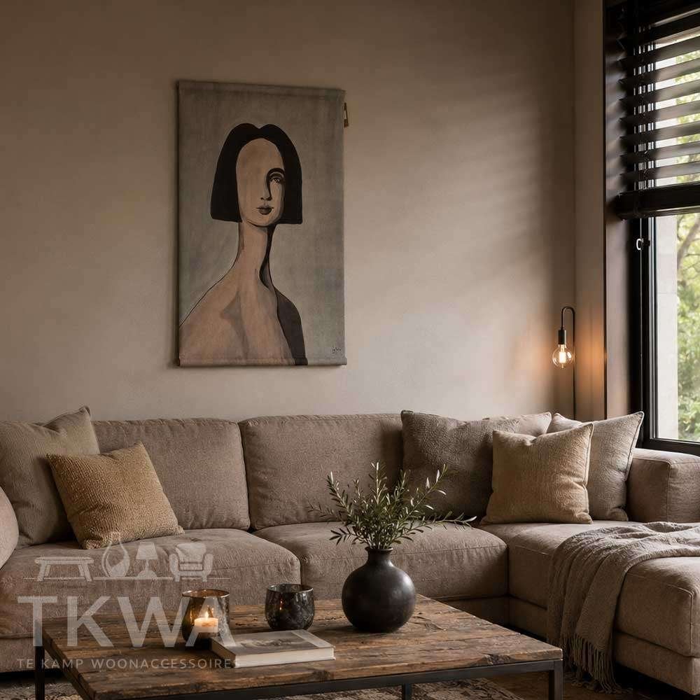 Prachtig XL wandkleed met abstract vrouwenportret  molenaar, Ophalen, Foto, Overige technieken, Met ophangsysteem