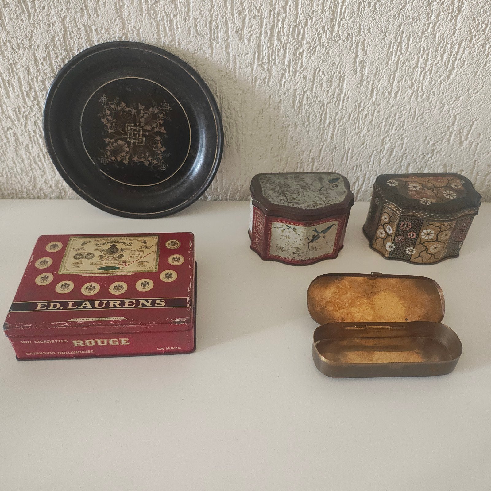 Vintage blikken en doosjes - Set van 5 oa ed Laurens rouge, Ophalen