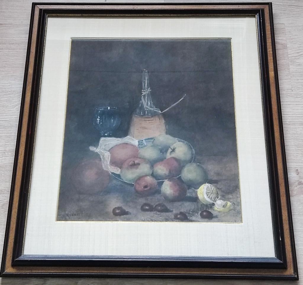 Martinus Kramer (1860-1918) - Stilleven van schaal met fruit, Ophalen of Verzenden