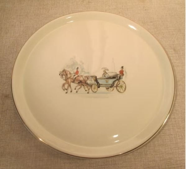 Prachtig Porseleine Bord - Koets met Paarden - Limoges, Ophalen of Verzenden